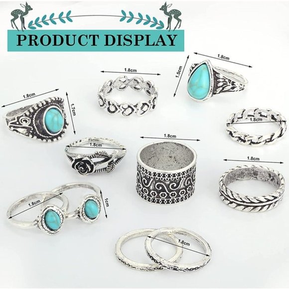 New 16 Pieces Bohemian Turquoise Set Vintage Bohemian Turquoise Pendant … - Picture 2 of 6